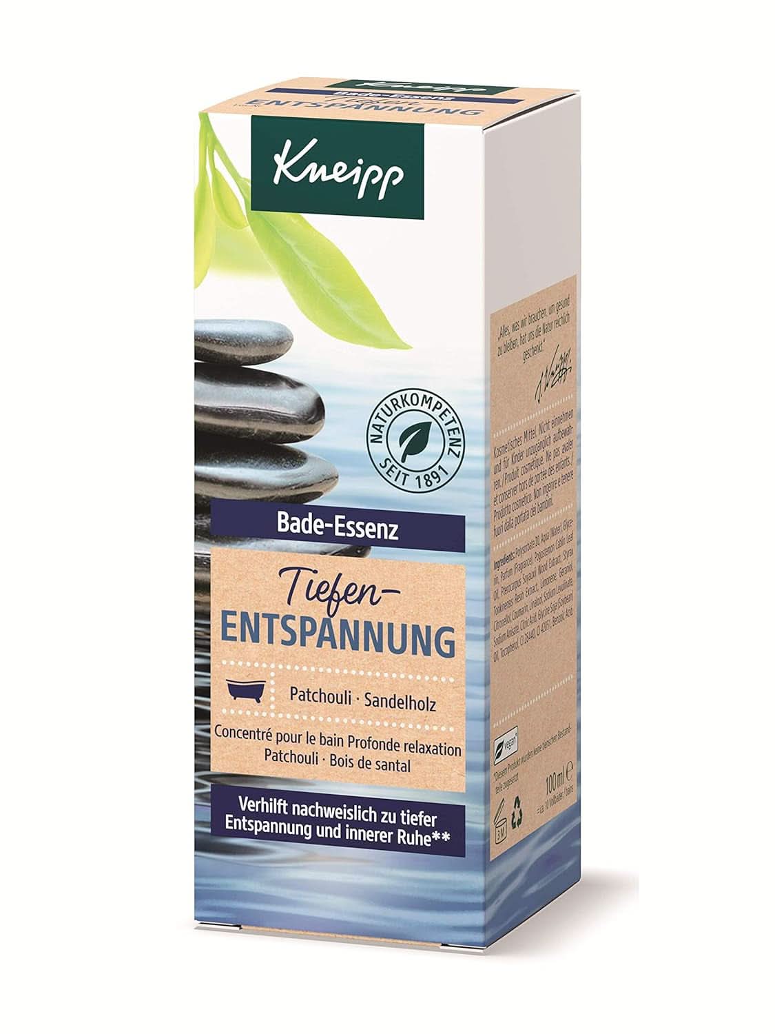 Kneipp, badeolie med naturlig patchouli æterisk olie og sandeltræekstrakt til dyb afslapning og beroligende, 100 ml Naty Shop
