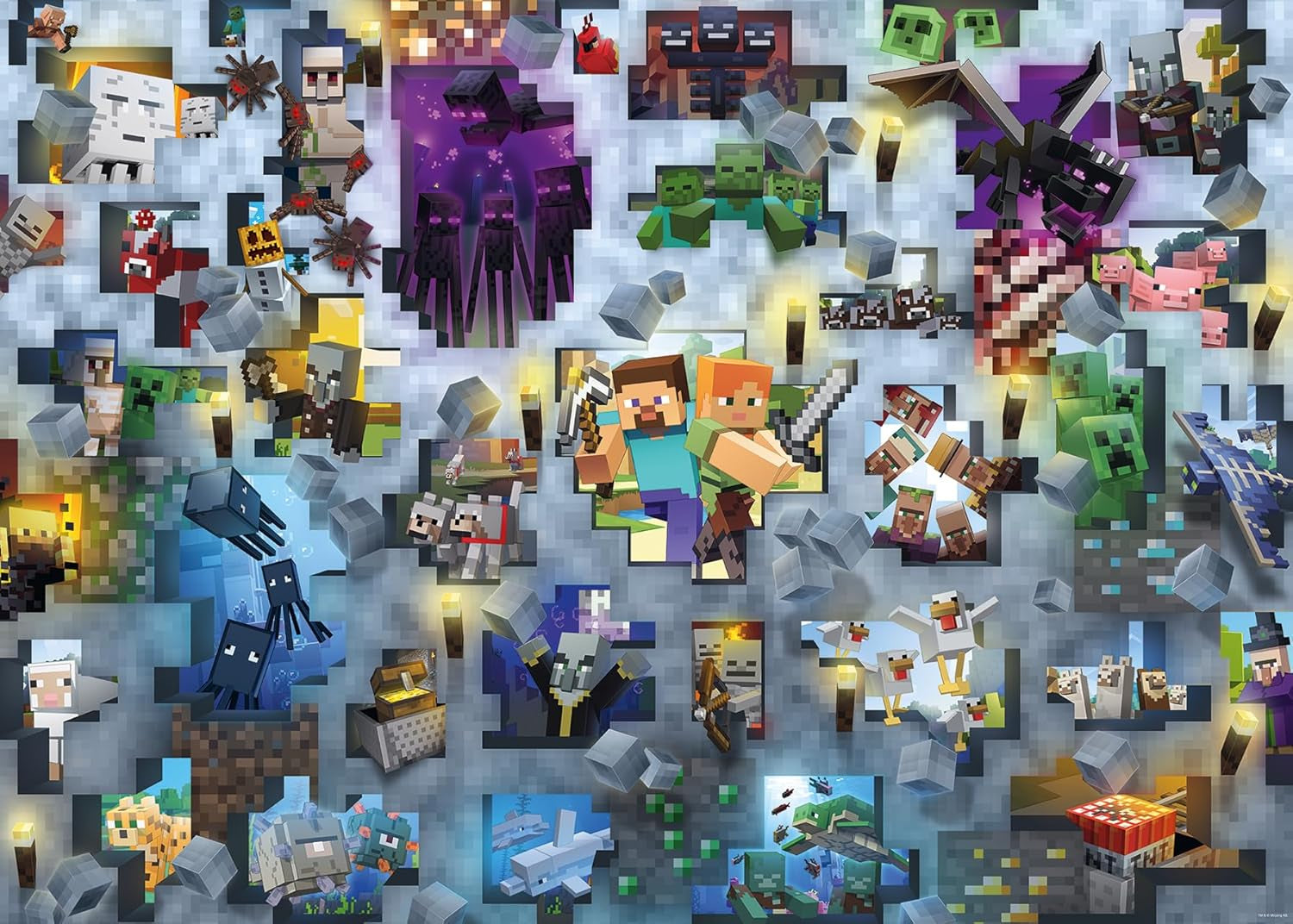 Ravensburger puslespil 12000422 - Minecraft Mobs - 1000 brikker Minecraft puslespil til voksne og børn 14+ puslespil Naty Shop Nyt design