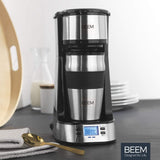 BEEM THERMO 2 GO enkeltfilter espressomaskine med 0,4 l termokop | Filtru permanent | Med 24-timers timer til en varm kop kaffe om morgenen, ingen ventetid | 750 W