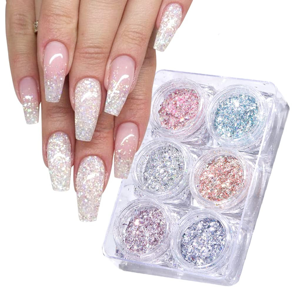 GZSY Nail Art Strasssteine ​​Nagel Perlen Weiß 12Raster Nagel Charms Nageldesign Tilbehør Perle Nail Art