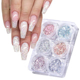 GZSY Nail Art Strasssteine ​​Nagel Perlen Weiß 12Raster Nagel Charms Nageldesign Tilbehør Perle Nail Art