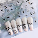 JMEOWIO 6 Blatt 3D Nagelsticker Blumen Nail Art Sticker Selbstklebend Nagelaufkleber 5D Stereoskopisk Frühling Sommer Blumen Dekoration Nageldesign Zubehör