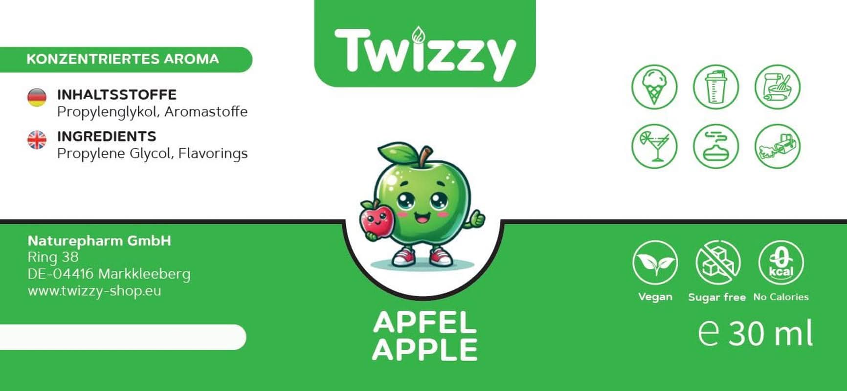 Twizzy, koncentreret æblearoma, 30 ml Aromas Naty Shop