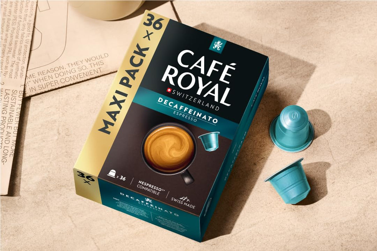 Café Royal Espresso Decaffeinato – Nespresso®-kompatible kaffekapsler, 100 % Arabica, Intensität 6/12, Rainforest Alliance, koffeinfri, 36 kapsler