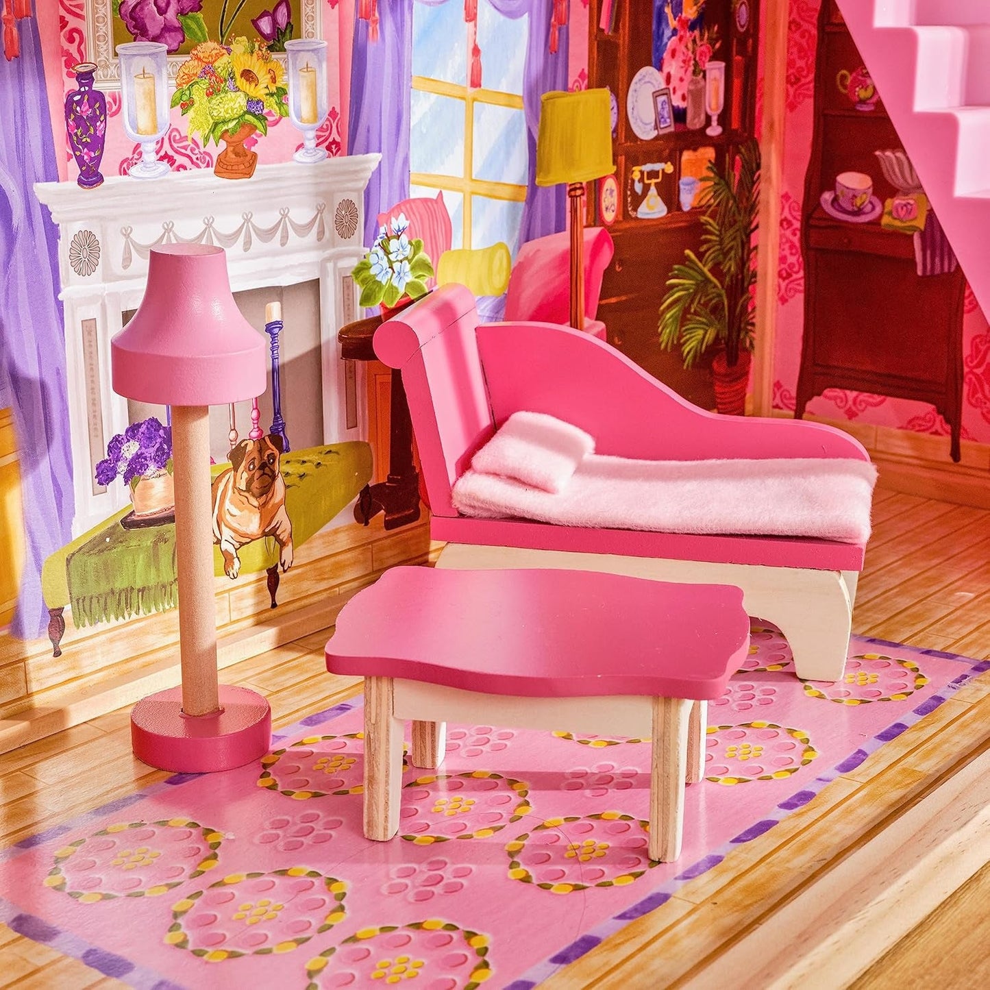 KidKraft Kayla trædukkehus med møbler og tilbehør, 3-lags legesæt til 30 cm dukke, legetøj fra 3 år og opefter, 65092 - eksklusivt på Amazon