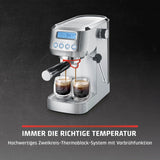 CASO EspressoGourmet Crema - Portafilter espressomaskine med mælkeskummer, espresso, cappuccino, rustfrit stål portafilter, ULKA 20 bar pumpe, kaffemaskine, malet kaffe, ESE kapsler