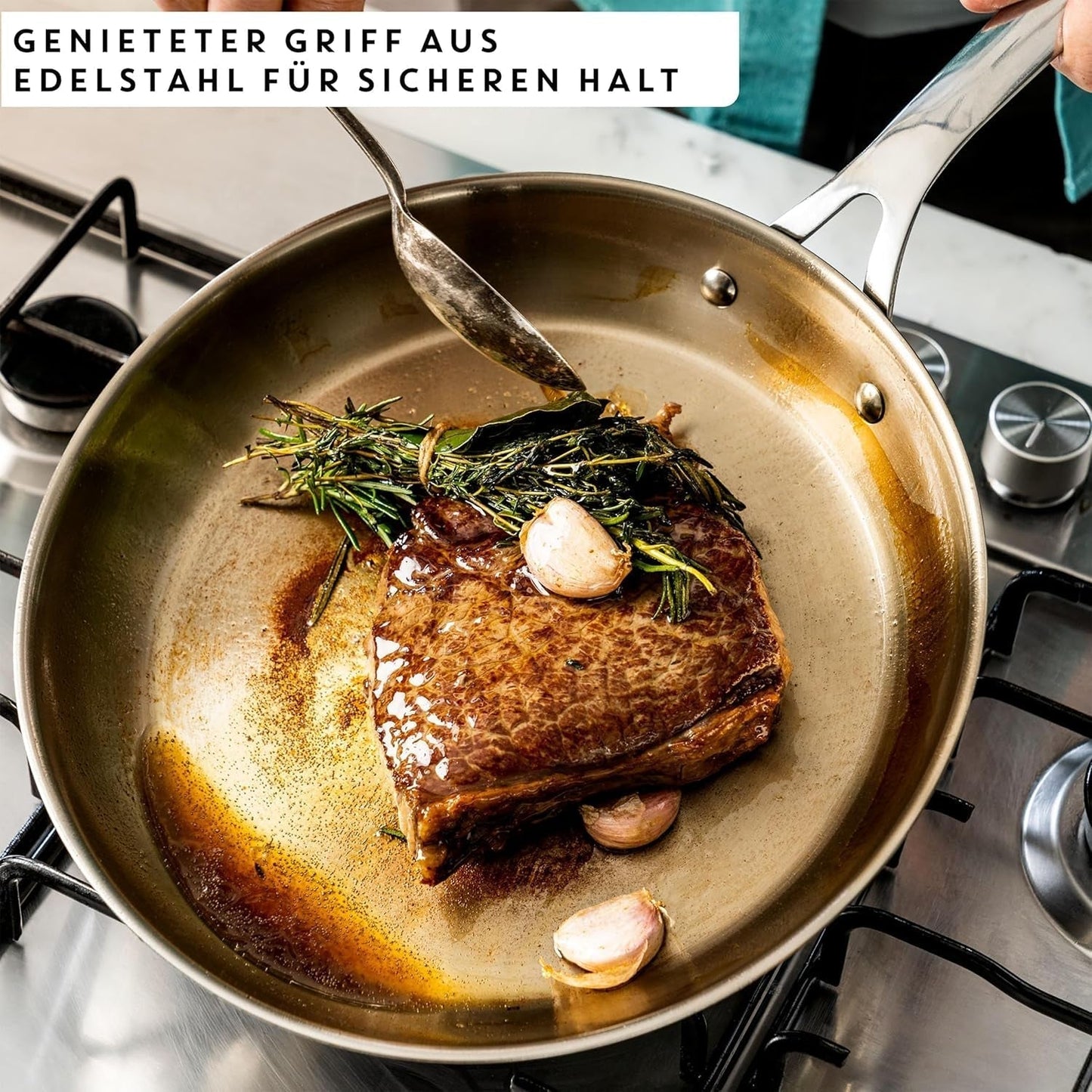 Jamie Oliver fra Tefal Cook Smart stegepande 28Cm, Ucoated rustfrit stål, Velegnet til induktion Gryder og pander Naty Shop
