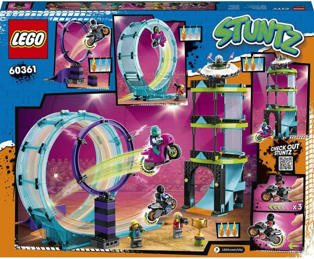 LEGO 60361 City Stuntz Ultimate Stunt Rider Challenge, 3I1-stunts for 1 eller 2 spillere, med 2-hjulede legetøjsmotorcykler til børn, sæt 2023 byggesæt Besuche den LEGO-Store