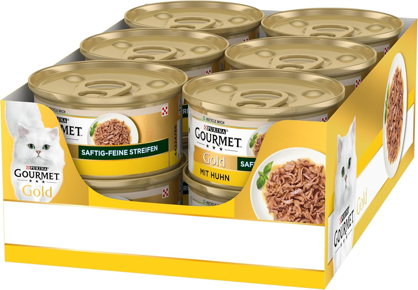 Gourmet-guldsukkulenter, fine strimler, våd kattefoder med kylling, pakke med 12 (12 x 85 g)