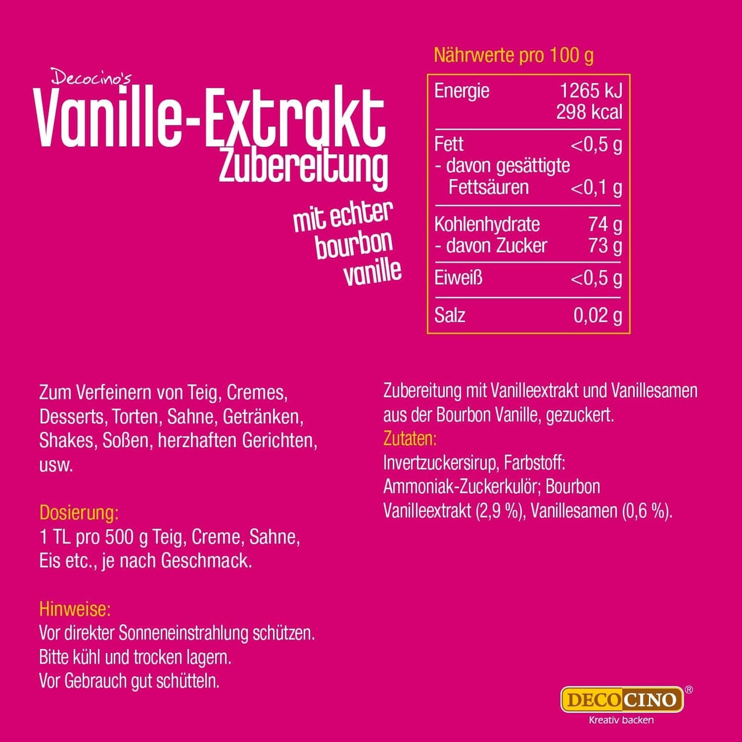 DECOCINO Vaniljeekstrakt (20 ml) Aromas Naty Shop