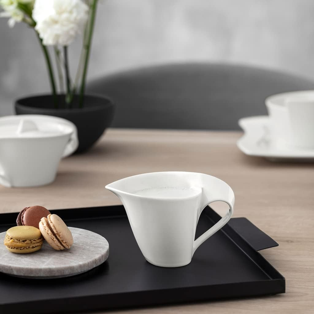 Villeroy & Boch NewWave mælkekande, mælkekarton med buet håndtag, premium porcelæn, tåler opvaskemaskine og mikroovn, hvid, 200 ml