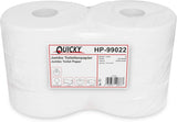 Quicky Jumbo 2-lags toiletpapir, 25 cm Ø, lys hvid, præget med fine prikker, 6 ruller - absorberende og rivefast for maksimal hygiejne, ideel til offentlige institutioner og industri