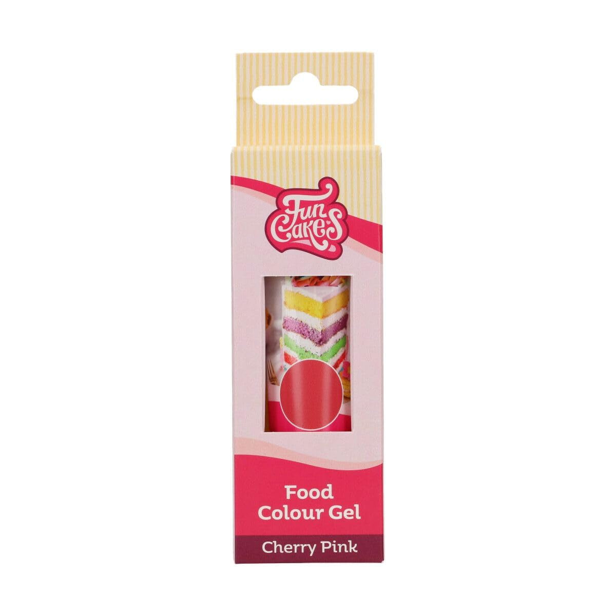 Funcakes Cherry Pink Gel Fødevarefarve: Højkoncentreret madfarve til dej, creme, fondant, marcipan, kager, nem dosering, individuelle dråber til at skabe levende farver, Halal, 30g