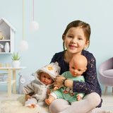 Heless 1181 - Polka Dot Penguin Design Doll Jumpsuit lavet af blød velour med højkvalitets broderistørrelse 28-35 cm
