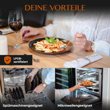 12-delt spisestel i stentøj - Prairie Line - Elegant design i brune/sorte toner, sæt med 4 middagstallerkener, 4 desserttallerkener og 4 middagstallerkener/Premium Collection
