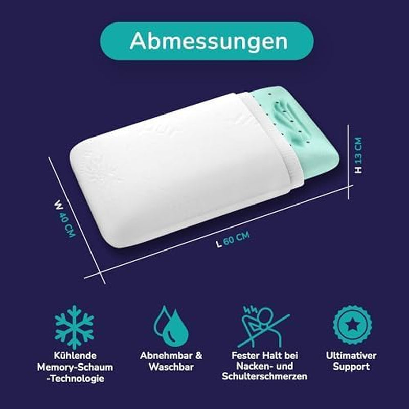 Sæt med 2 puder til nakkestøtte 40X60-13Cm - Ergonomisk sovepude til nakke og skuldre, Oeko-Tex certificerede Cervikale ortopædiske puder Naty Shop