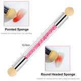 6 Stück Nagel Pinsel Set, Doppel-Ende Nageldesign Pinsel, Acryl Nail Art Pinsel Sæt Nail Art Liner Pinsel Dotting Tool Für DIY Nail Art Design (Mit 1 Schwammbürste)