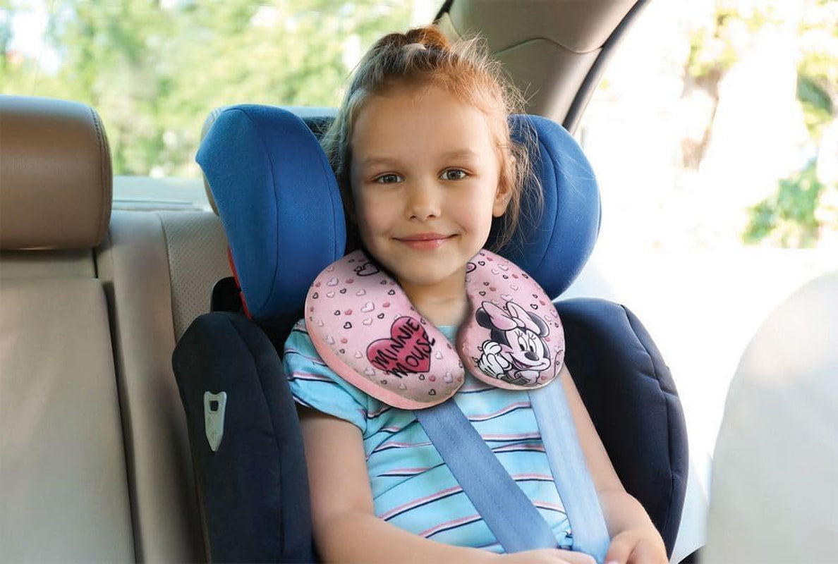 Tataway i Viaggio SI Grows - Disney Minnie Mouse rejsepude | Blødt fløjlsagtigt materiale | Håndvaskes 30° | Fyldning med mikroperler | Børnesæde egnet fra 3 år, Pink, one size, fløjl Rejsepuder Naty Shop