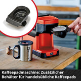 Trådløs espressomaskine Einhell TE-CF 18 Li-Solo Power X-Change (18 V, 240 ml vandtank, til filterkaffe og kaffekapsler, bærehåndtag, inkl. kaffekop med låg, uden batteri)