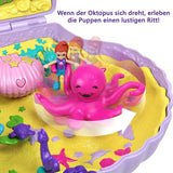 Polly Pocket Opbevaringsboks Muslingeskalstaske med 2 dukker og 1 ubåd Polly Pocket Mermaid Legetøj Age 4+ GNH11