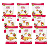 100 % Jordbær økologiske frugtchips frysetørrede jordbærchips Pakke med 12 (12 x 12 g) og sprøde hjerter Banan & Jordbær økologisk børne- og babysnack (9 x 30 g) 270 g