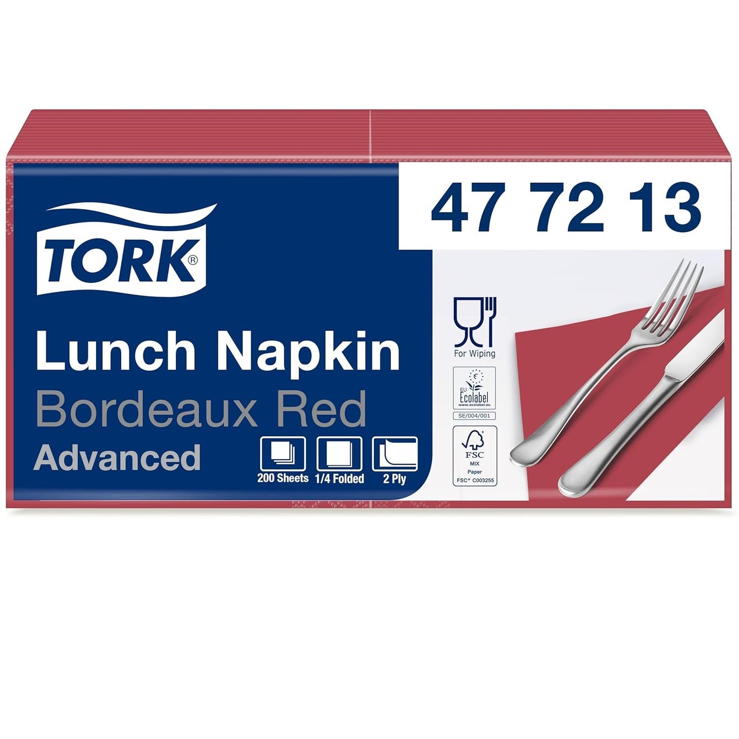 Tork 477840 Lime frokostservietter / 2-lags servietter til små måltider eller snacks / Avanceret kvalitet / 10 X 200 (2000) Papirservietter / 32,6 X 33 cm (L X B) / 1/4 fold