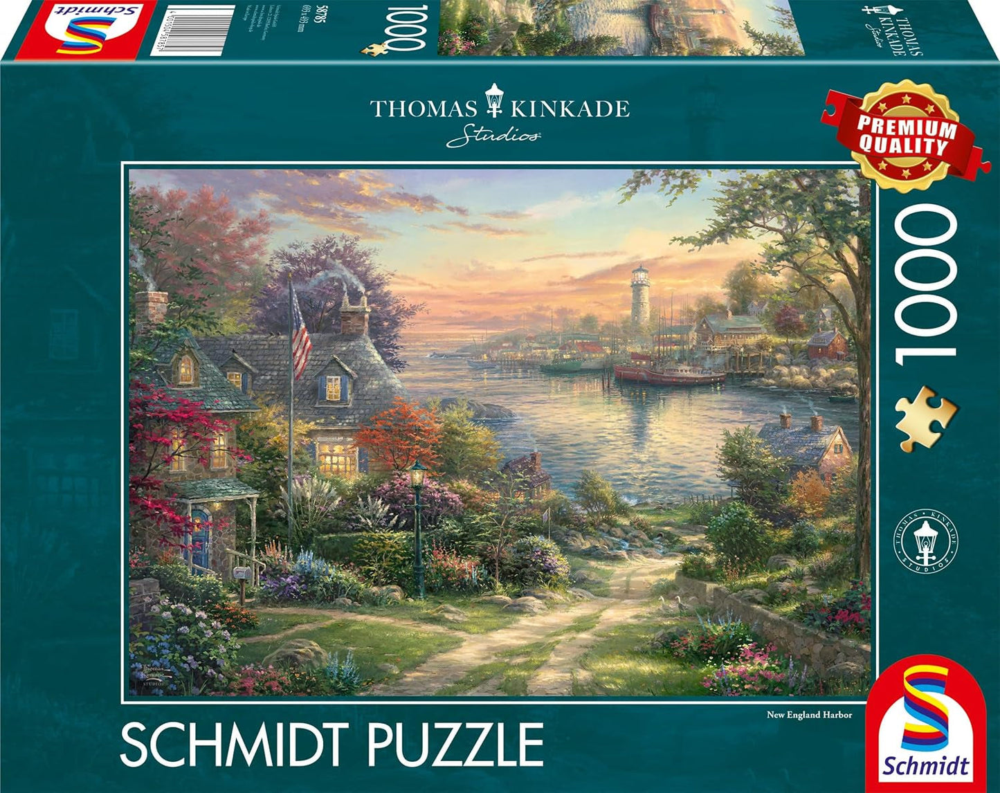 Schmidt Spiele 58785 Thomas Kinkade, New England Harbor, puslespil 1000 brikker, farverigt puslespil Naty Shop Standard titel