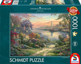 Schmidt Spiele 58785 Thomas Kinkade, New England Harbor, puslespil 1000 brikker, farverigt puslespil Naty Shop Standard titel