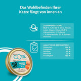 Wellness CORE 98% 12 x 85g, Kylling og Laks - Våd kattefoder, tyk paté, kornfri, naturlig, allergivenlig, højt proteinindhold, højt indhold af kød