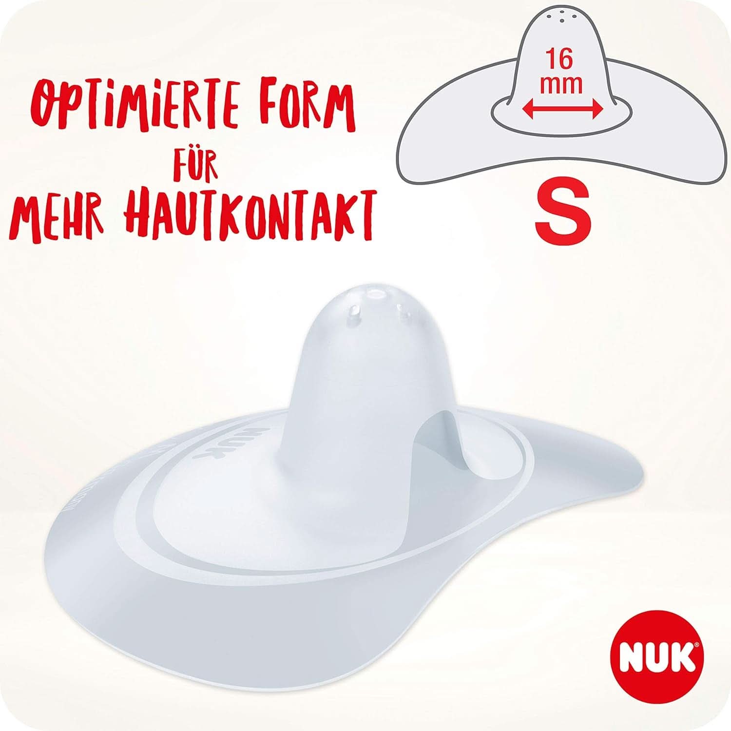 NUK brystvorte skjolde | Amning brystvorteskjolde | Beskytter mod ømme brystvorter | Tynd silikone | Størrelse S (16Mm) | 2 stk Babymad og ammetilbehør Naty Shop