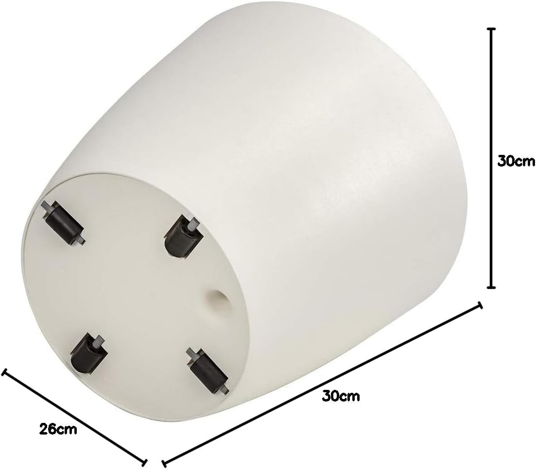 Dehner Mila urtepotte med selvvandingssystem, Ø 30 cm, højde 26 cm, plastik, hvid