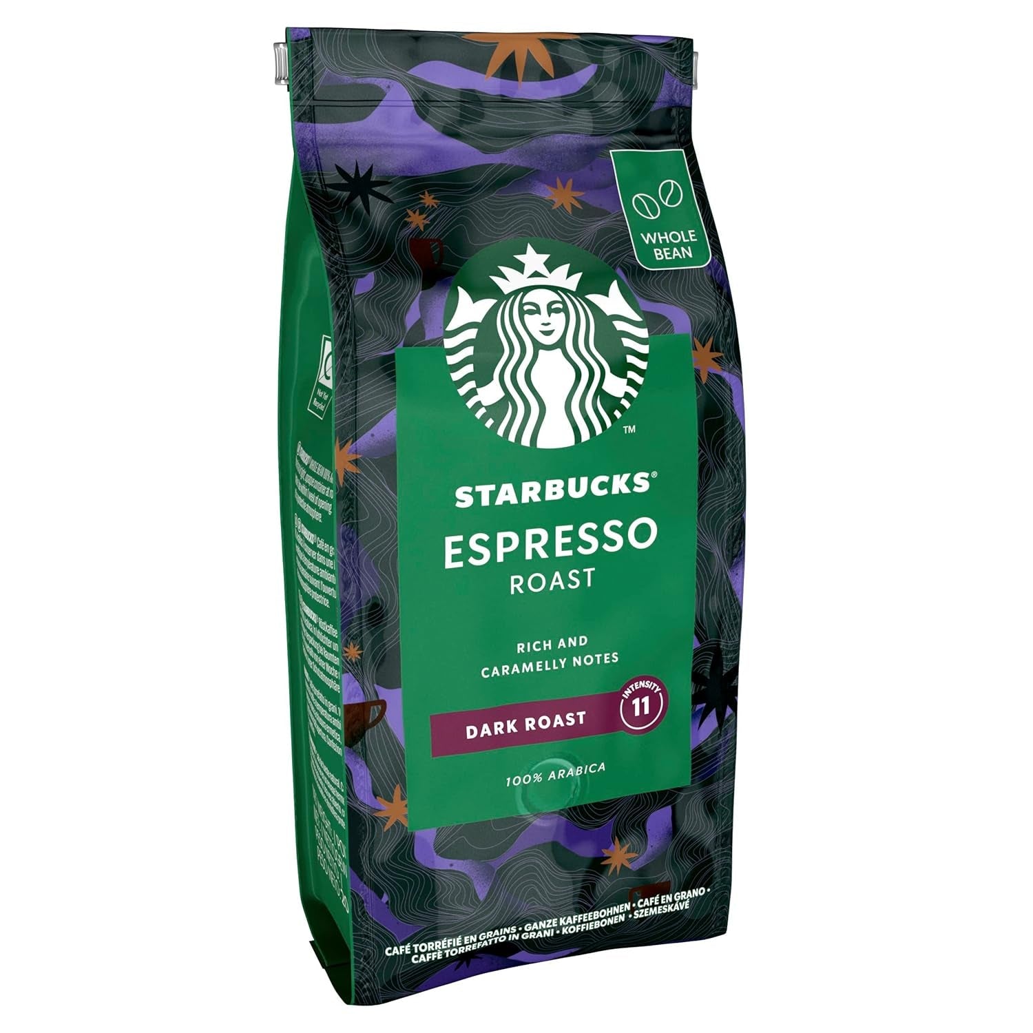 STARBUCKS Espresso stegt, sort stegt, hele kaffebønner 200 g (pakke med 6)
