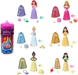 Disney Princess Color Reveal - 6 overraskelsesvandaktiverede dukker, tilbehør, til børn fra 3+, Ariel, Tiana, Mulan, Askepot, Belle, Aurora, HPX39