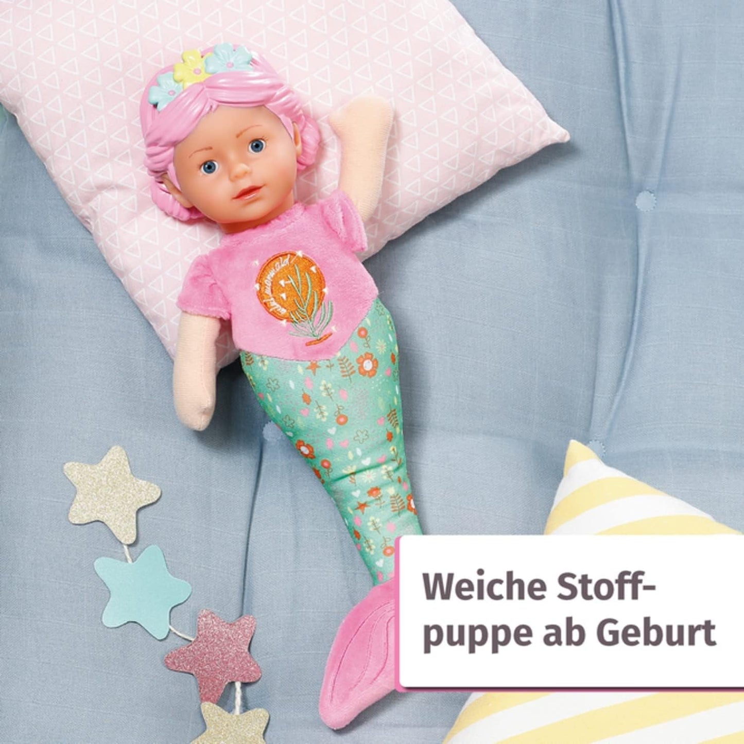 BABY born Mermaid til babyer, vaskbar blød dukke, havfruedukke med blødt vinylhoved, 33 cm høj, 832288 Zapf Creation