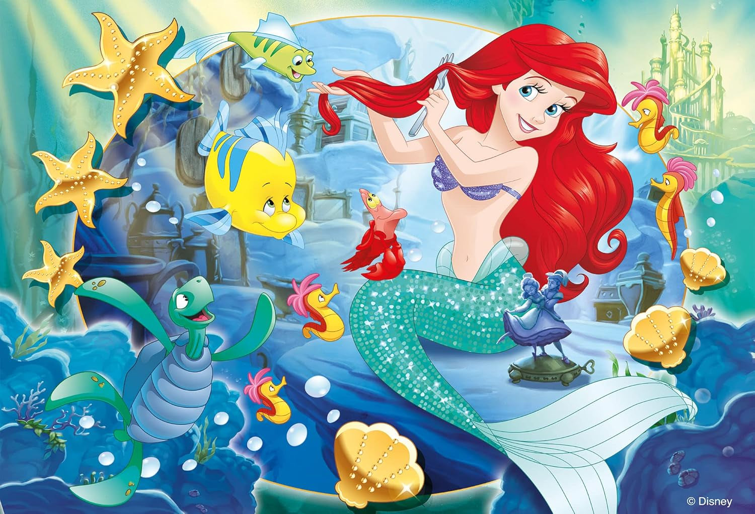 Lisciani - DISNEY Puslespil Ariel - Genskab og farvelæg scenerne fra dine yndlingskasser - fra 7 år - STOR PUSLE med 250 brikker - Opmuntrer fingerfærdighed Puslespil Naty Shop