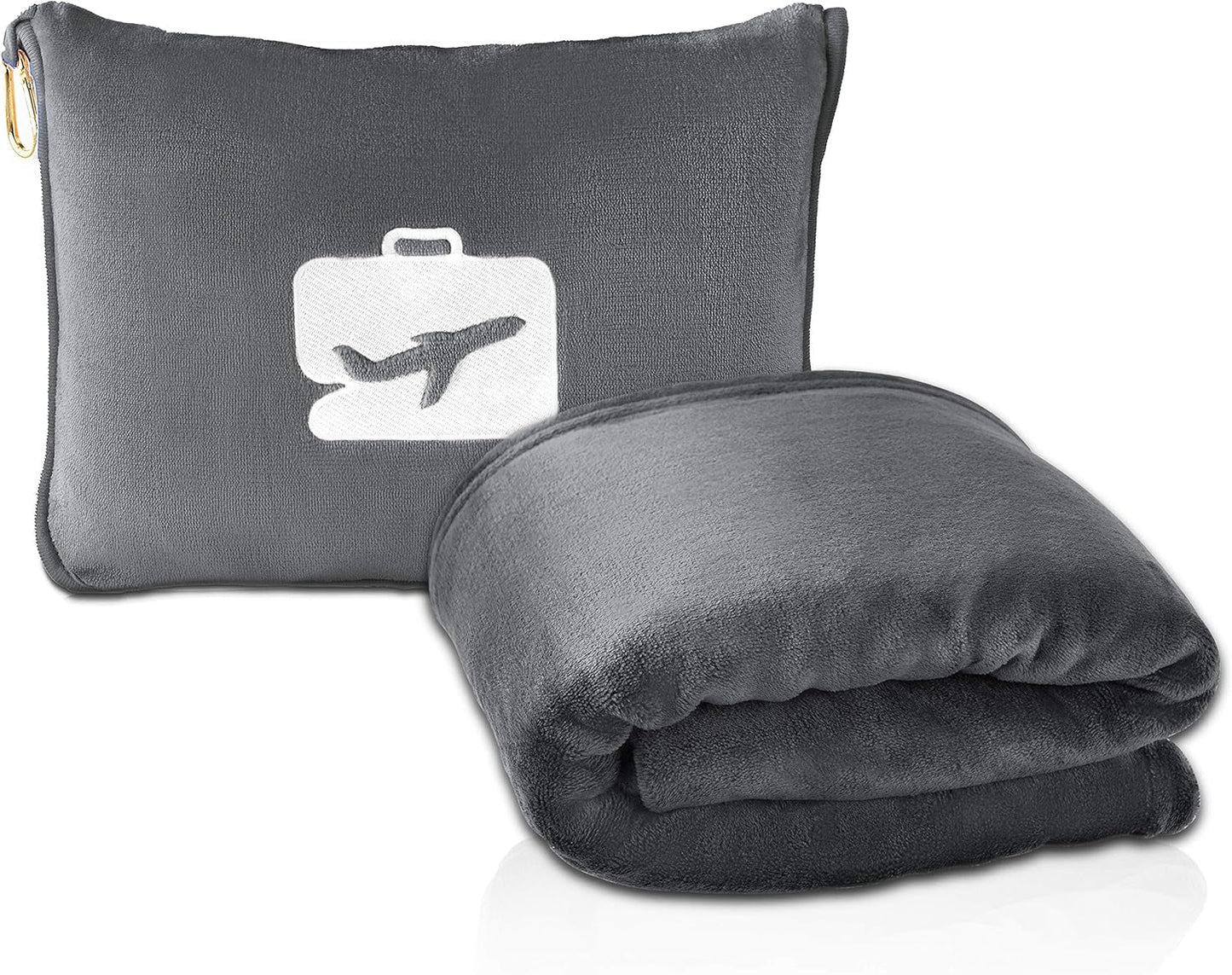 Eversnug rejsetæppe og pude - blødt 2 i 1 flytæppe med blødt lommepudebetræk, håndtaskebetræk og rygsækholder (burgunderrød) rejsepuder Naty Shop Grey