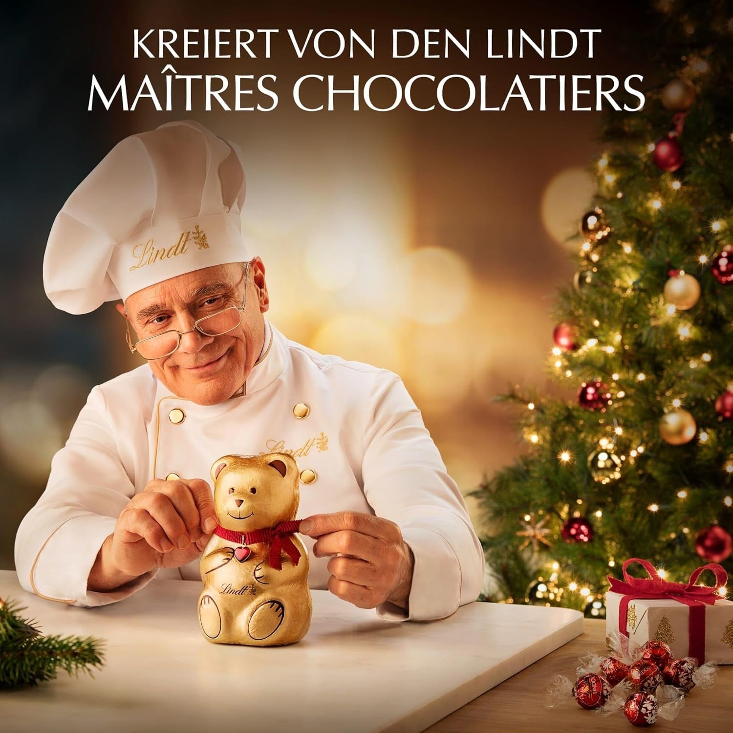 Lindt Chokolade | Æske med julepraliner | 200g Diverse julepraliner overtrukket med den fineste mælkechokolade | Chokoladegave til jul