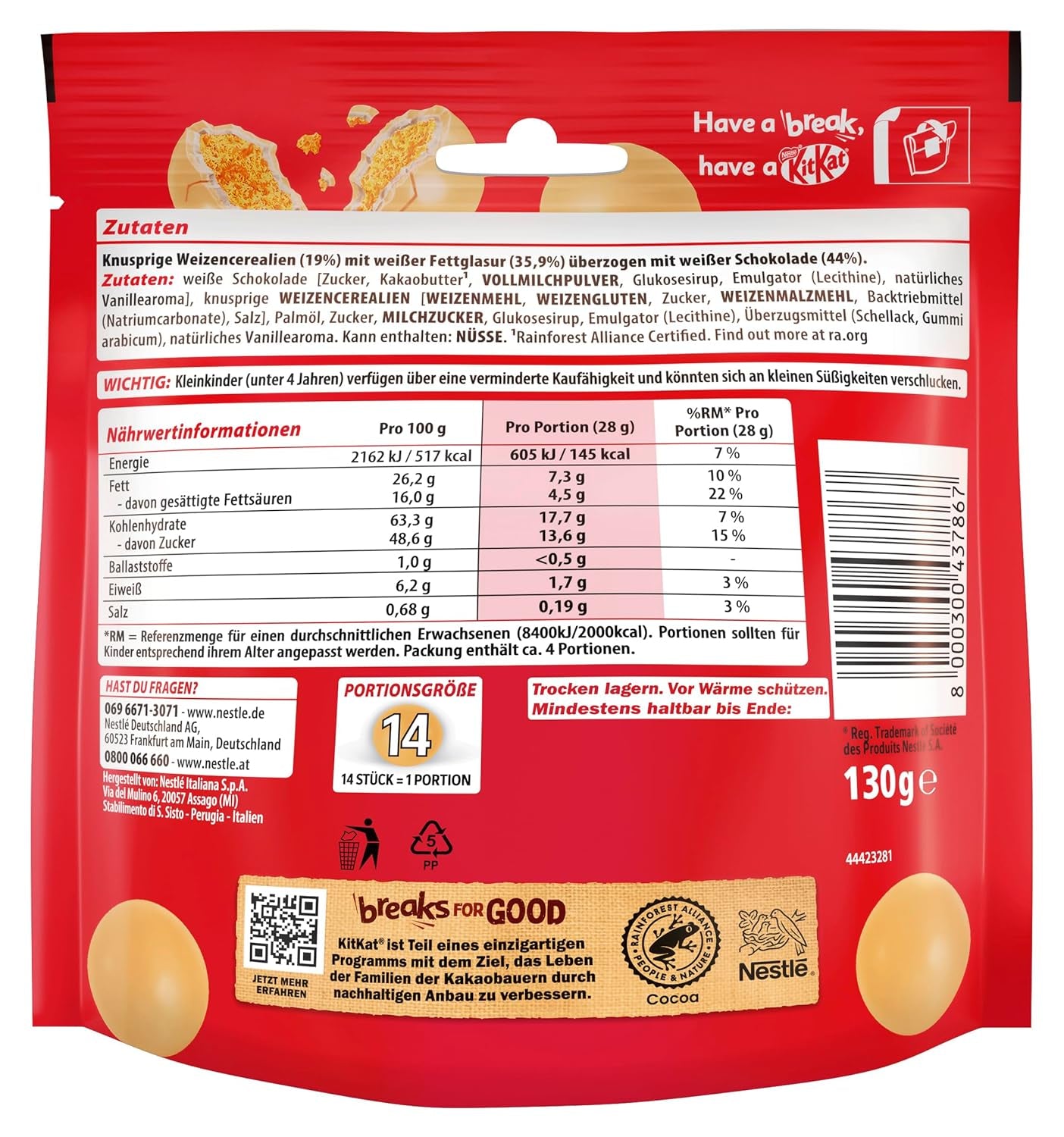 NESTLÉ hvide kugler, pakke med 1 (1 x 130g)