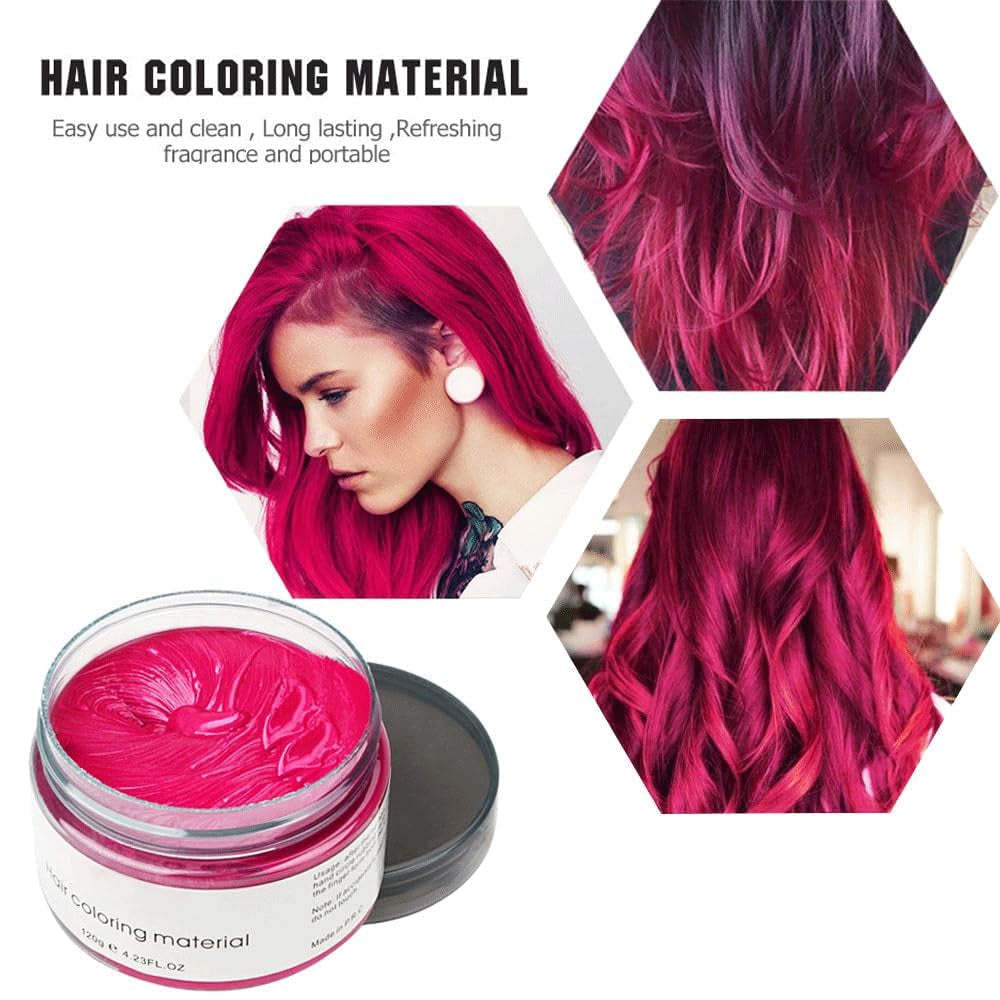 Midlertidig hårfarve 4,23 ounce farvevoks til mænd Kvinder Vaskbar naturlig farve Pomade Øjeblikkelig hårfarve til fest Cosplay Halloween (rød) Naty Shop hårfarve