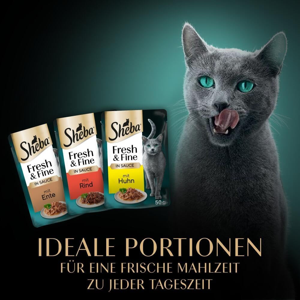 Sheba CATCARE pose våd frisk og fin (kød) stykker i sovs Voksen 50 g multipak standard