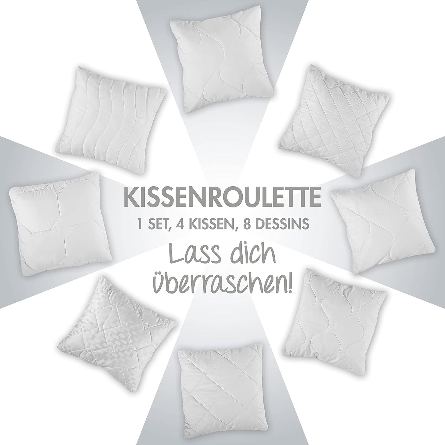 Traumnacht Komfortabel roulettepude, Sæt med 4 puder, Med quiltet betræk og skumfyld, 40 X 40 cm, Øko-Tex certificeret, Lavet efter den tyske kvalitetsstandard Naty Shop standardpuder
