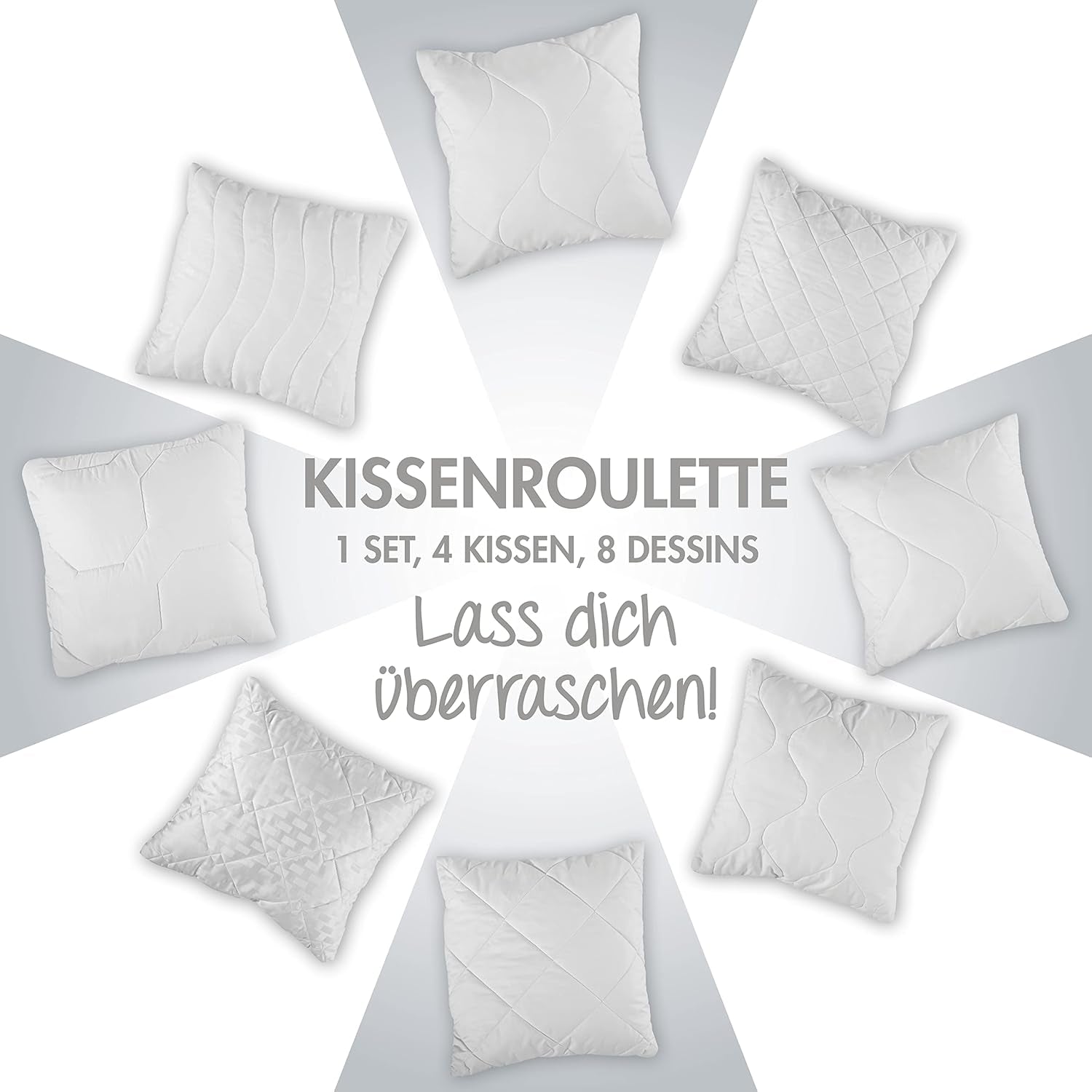Traumnacht Komfortabel roulettepude, Sæt med 4 puder, Med quiltet betræk og skumfyld, 40 X 40 cm, Øko-Tex certificeret, Lavet efter den tyske kvalitetsstandard Naty Shop standardpuder