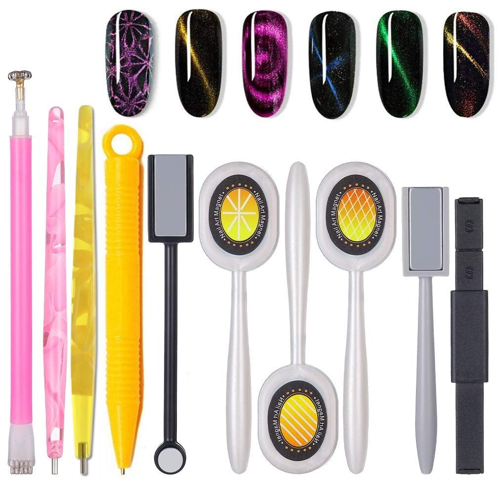 Nail Art Werkzeug Magnetstift, 10 Stück Nagel Magnet Stick Tool Set, Nagel Magnet Stift Og Starker Magnet Lager Punktierungsstifte Für DIY 3D Magnetics Katzenauge UV Gel Polnisch Nagel Kunst