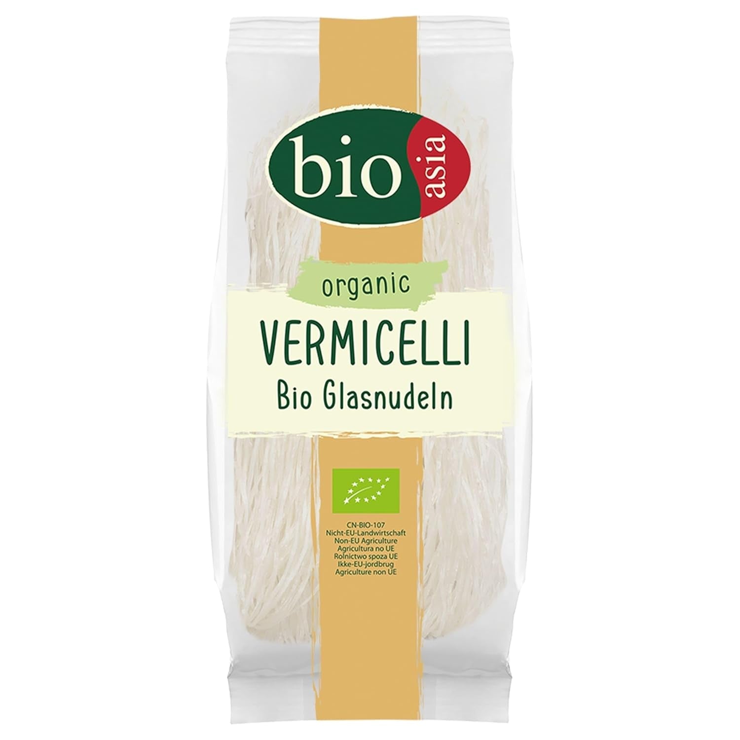 Bioasia Økologiske Glasnudler - Økologisk Ærtestivelse Lange Glasnudler - Naturlig veganske og glutenfri - 1 x 100 g