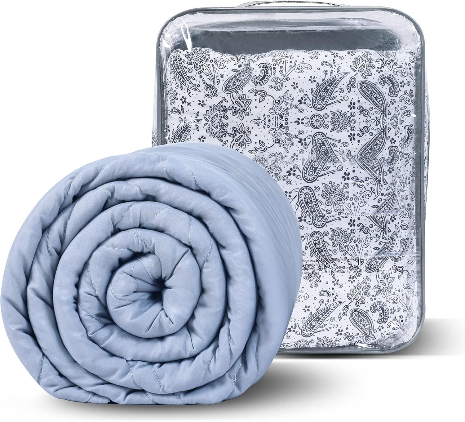 Winthome vægtet tæppe med dynebetræk 150X205 cm 10,4 kg, behageligt vægtet tæppe, anti-stress terapitæppe, tungt tæppe til dybere søvn og bedre restitution, tungt tæppe til voksne (grå) Besuche den Winthome-Store-690gC30X Grå