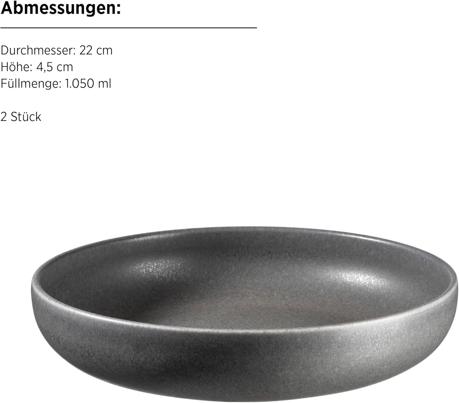 MÄSER Unico-serien, servicesæt til 2, tidløst, elegant, 8-delt keramisk bordservice, stentøj, antracit