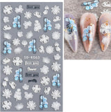 JMEOWIO 3D Nagelsticker Blume Frühlings Nail Art Sticker Selbstklebend Nagelaufkleber 5D Stereoskopisk Sommer Bunter Blumen Dekoration Nageldesign Zubehör 4 Blatt