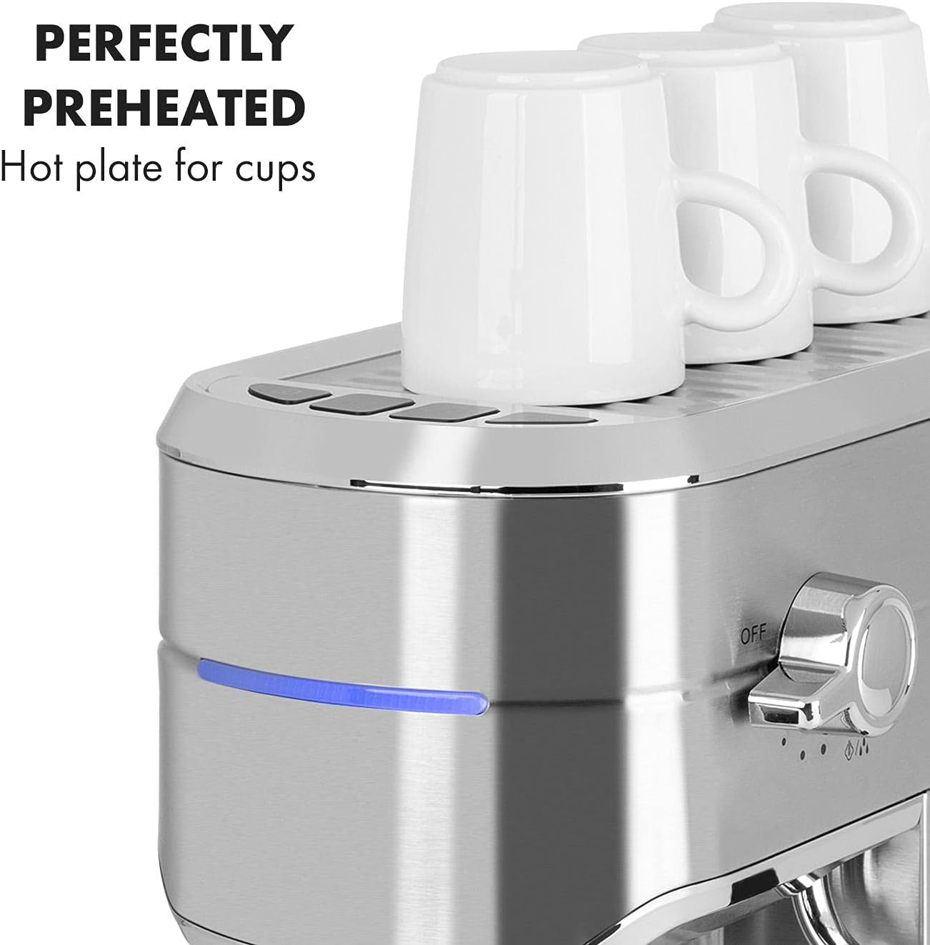 Klarstein Futura Espressomaskine, Bærbar Filter Espressomaskine, 1450 W, 20 bar, Barista Kvalitet, Dobbeltmundstykke, Flowstop, Bærbar Filter Espressomaskine, Mælkeskummerfunktion, Sølv