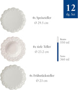 Villeroy & Boch Toy's Delight Royal Classic 12-delt porcelænssæt, Tåler opvaskemaskine og mikroovn, hvid, tallerkener, 4-personers porcelænssæt, julestel, legetøj, premium porcelæn