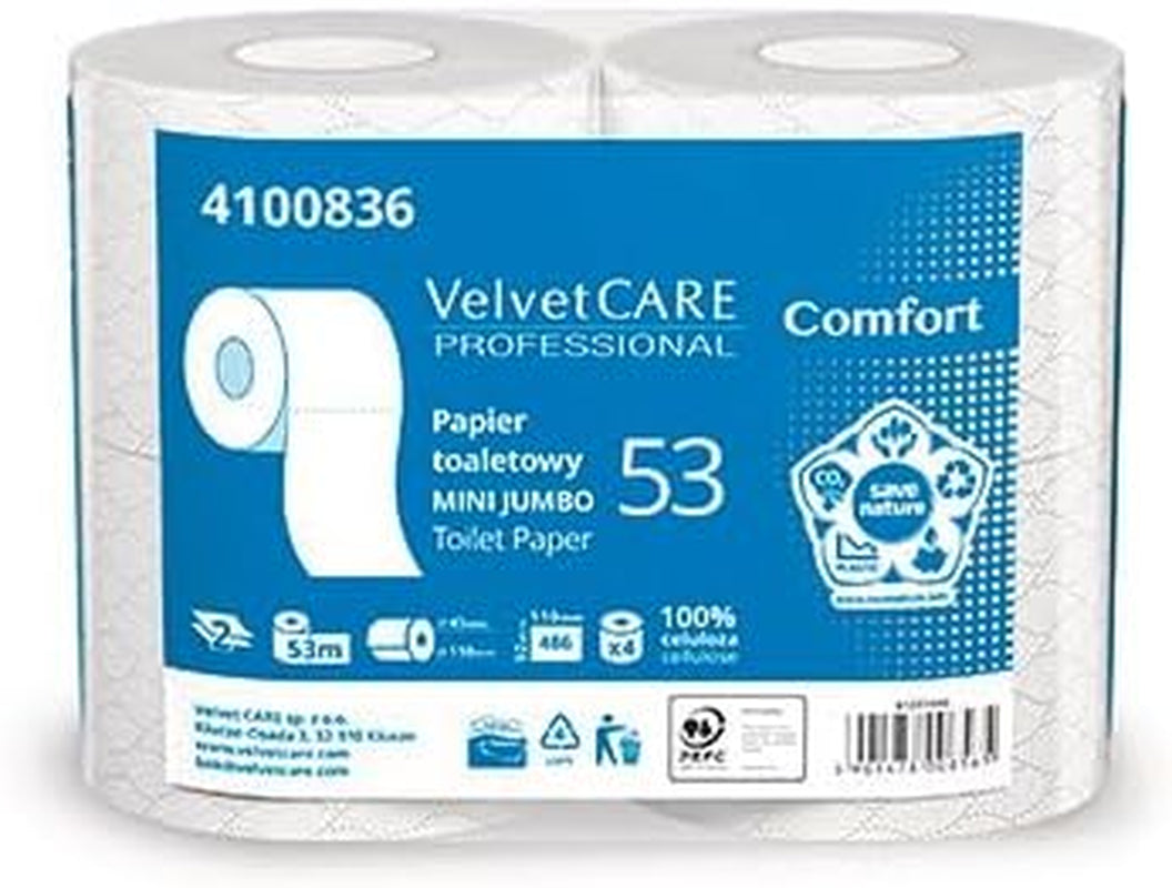 Comfort Cellulose toiletpapir, 2-lags toiletpapir, 486 ark, 4 stk, hvidt toiletpapir,